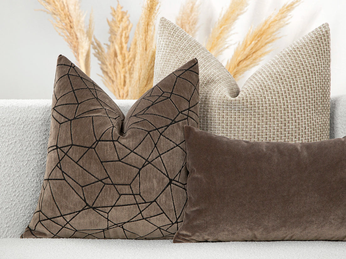 Taupe Textured Velvet Pillow Cover - Astral