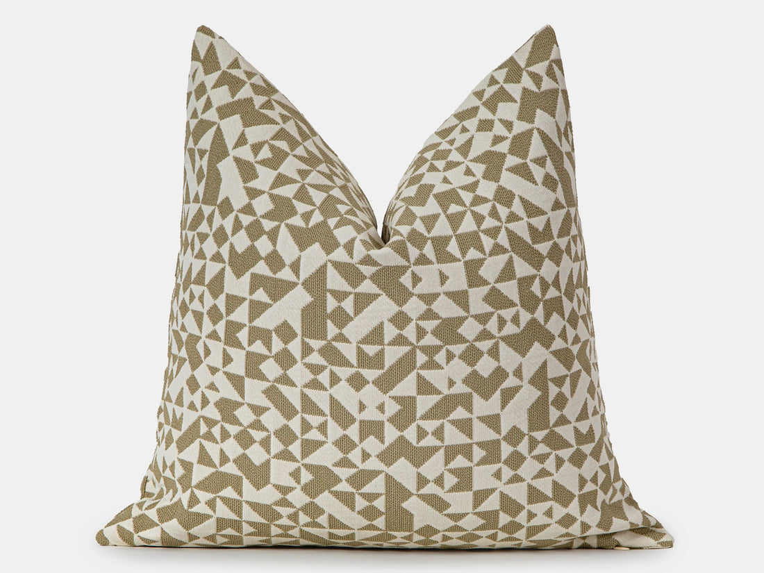 Taupe Beige Geometric Pillow Cover