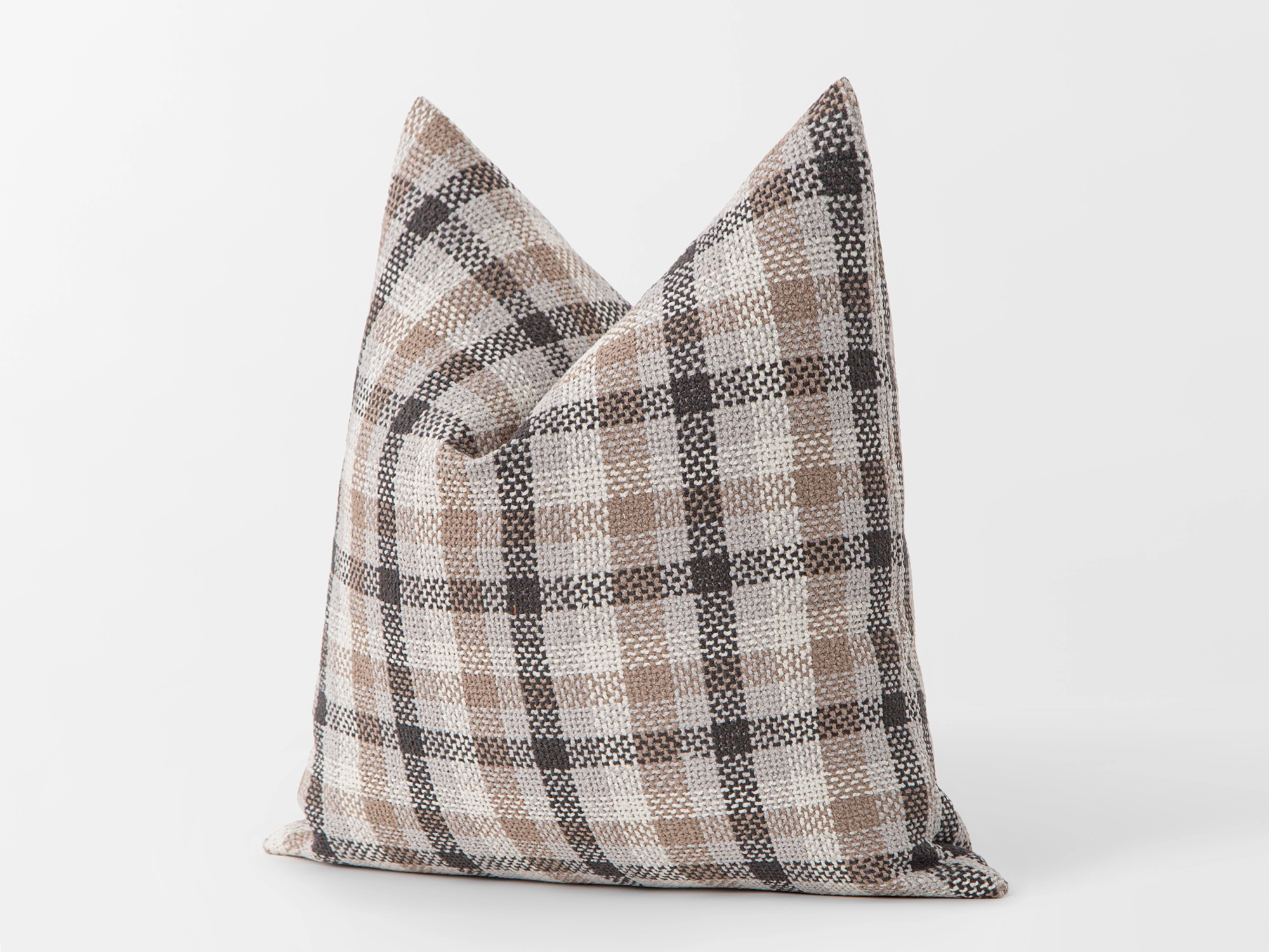 Taupe Plaid Pillow Cover