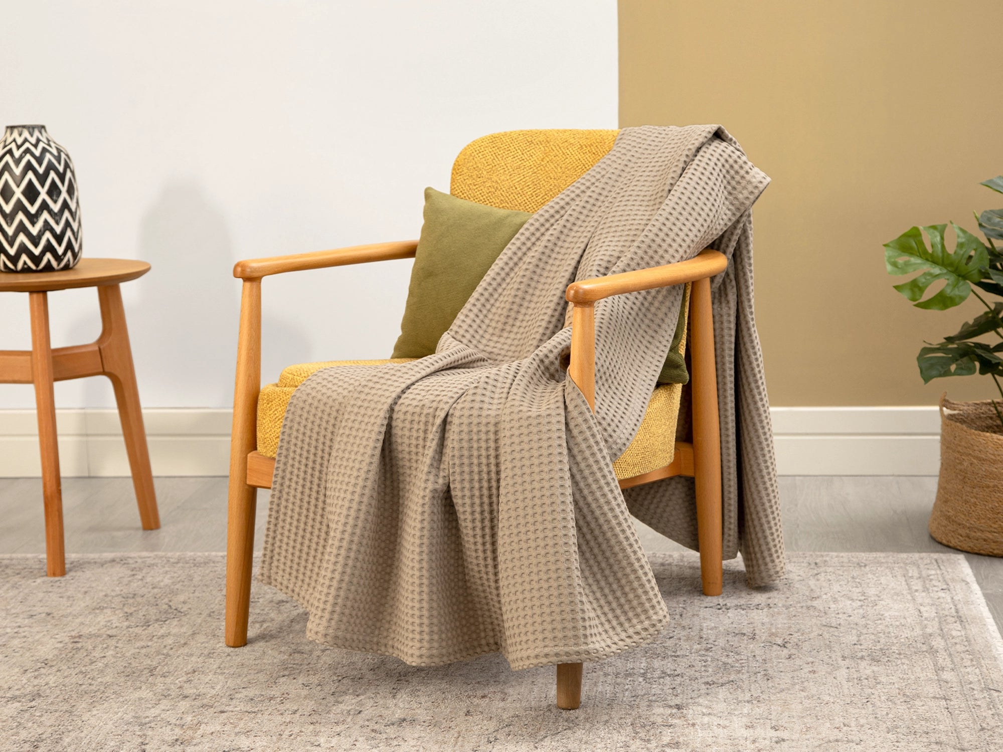 Taupe Waffle Sofa Throw