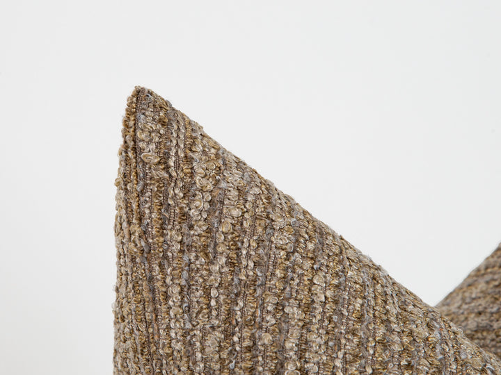 Warm Taupe Boucle Ribbed Pillow Cover