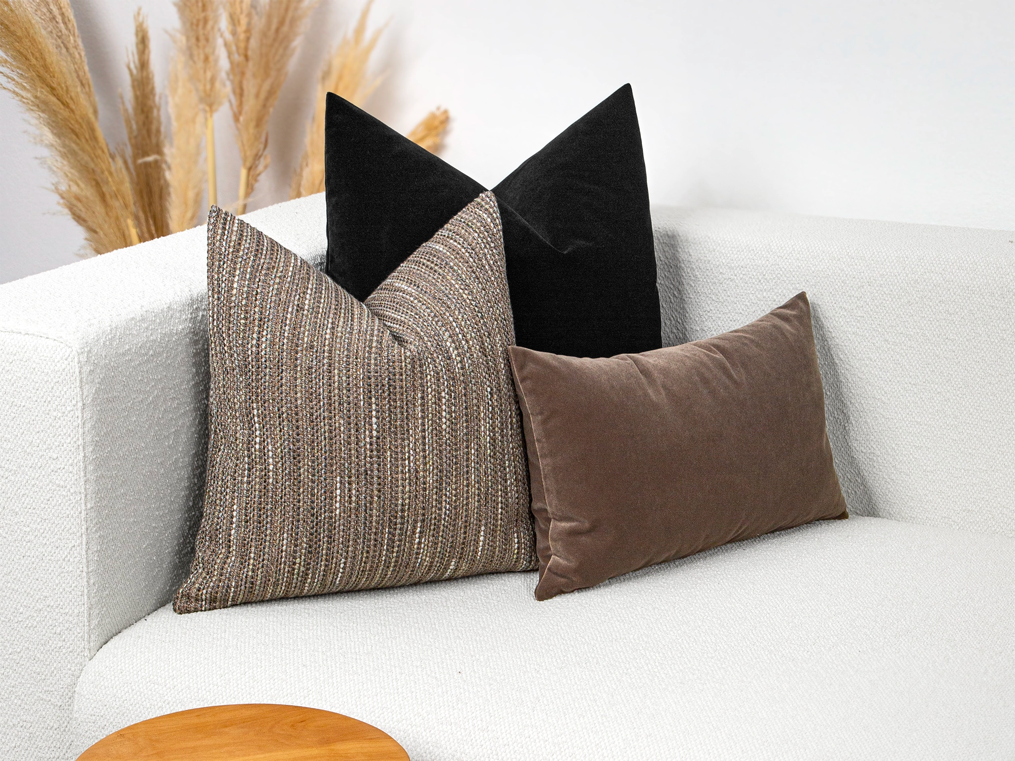 Dark Taupe Striped Textured Pillow Cover