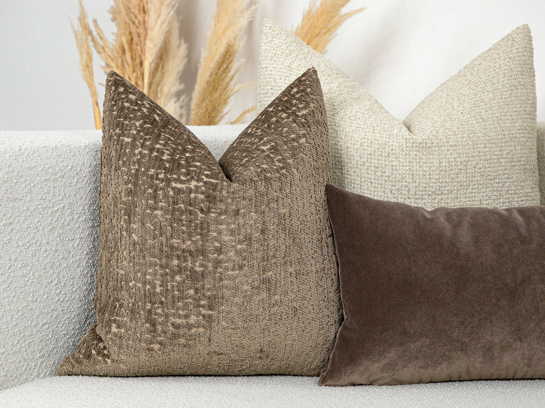 Taupe Brown Textured Pillow Cover