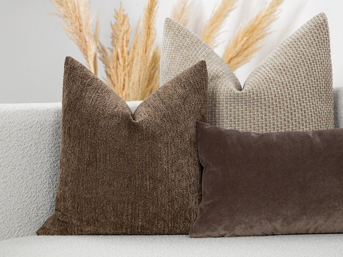 Taupe Brown Textured Pillow Cover