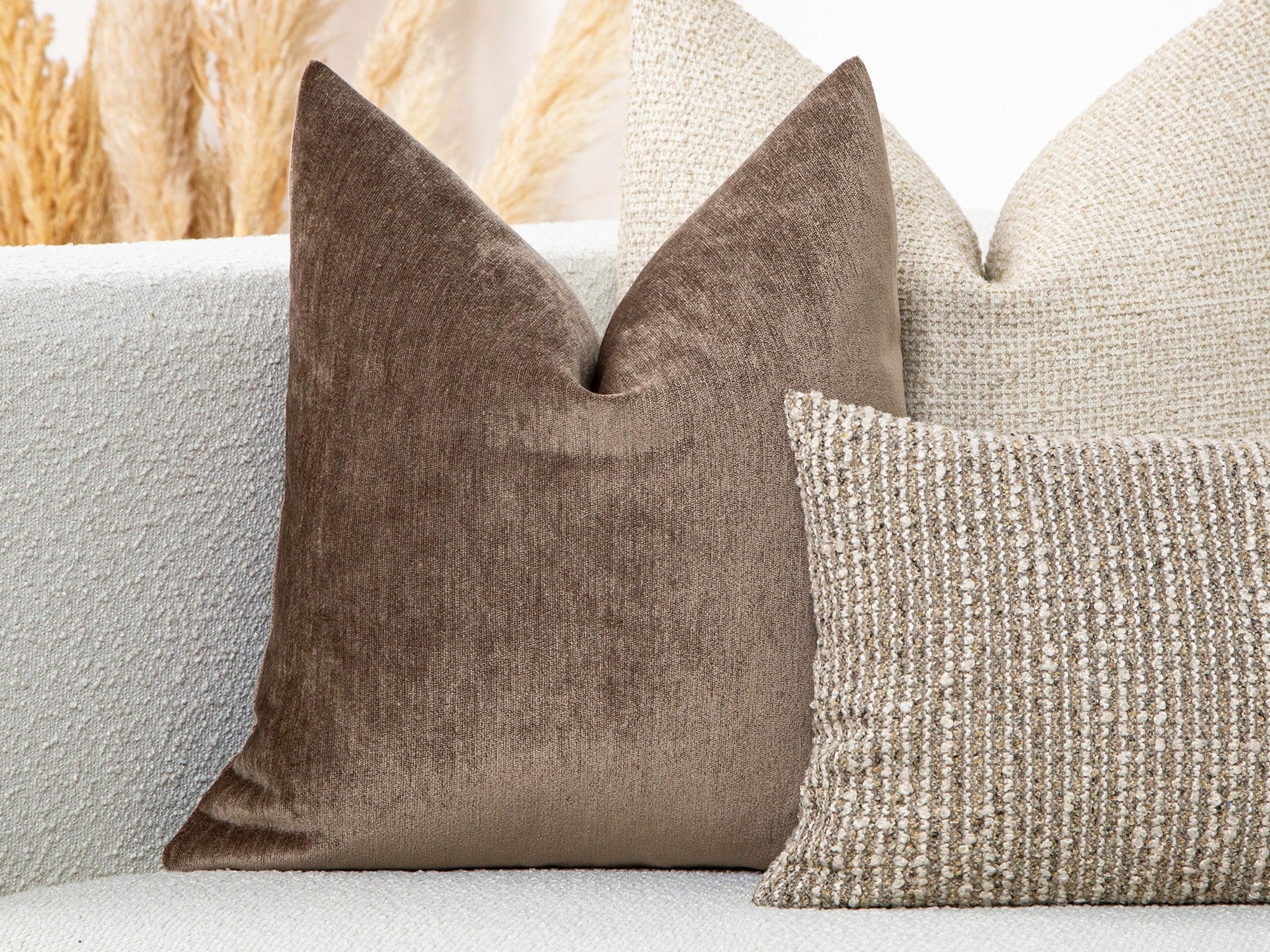 Taupe Brown Woven Pillow Cover - Lustre