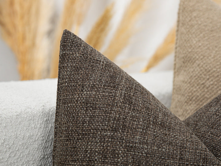 Dark Taupe Brown Woven Pillow Cover