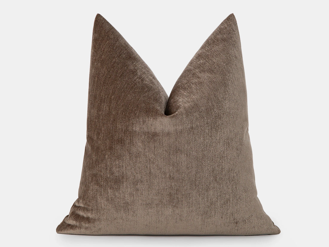 Taupe Brown Woven Pillow Cover - Lustre