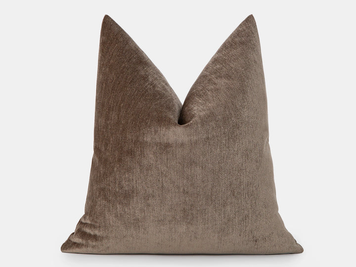 Taupe Brown Woven Pillow Cover - Lustre