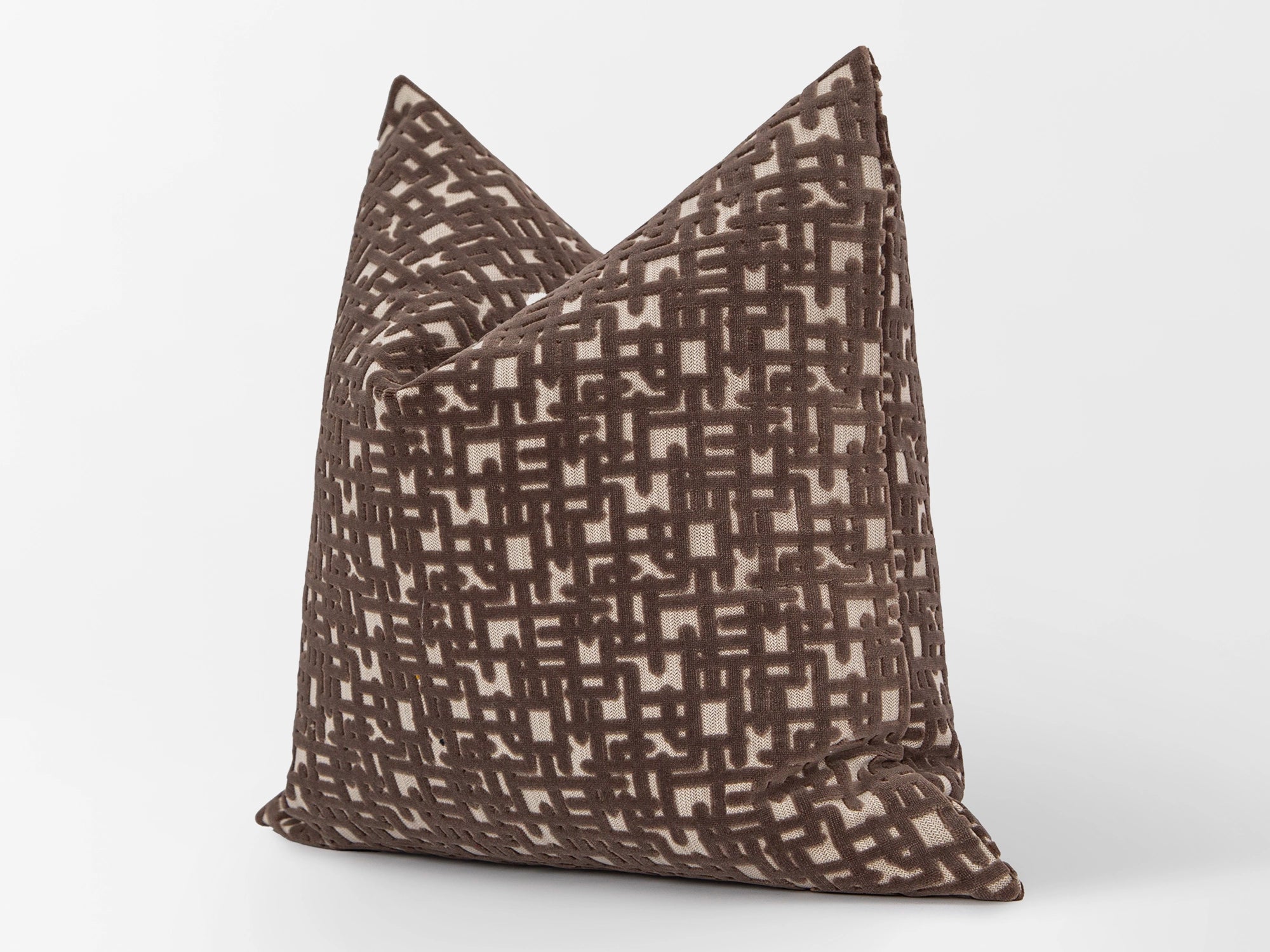 Dark Taupe Brown Geometric Pillow Cover