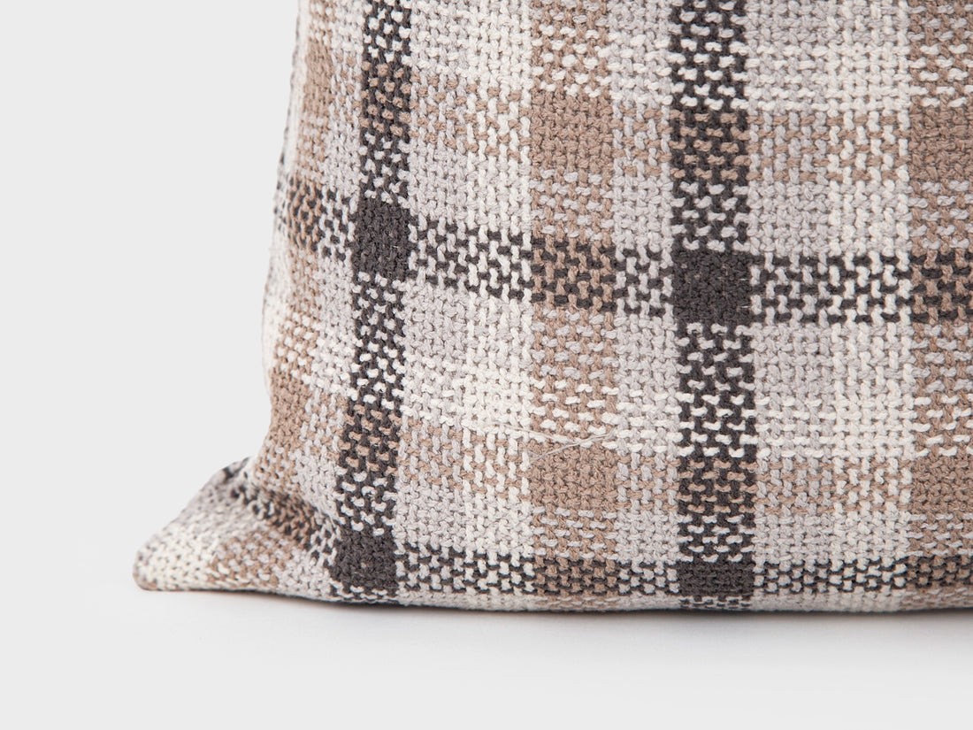 Taupe Plaid Pillow Cover