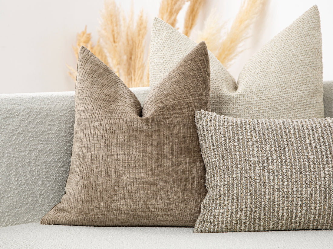 Taupe Chenille Pillow Cover - Cozy