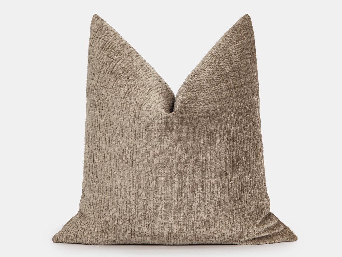 Taupe Chenille Pillow Cover - Cozy