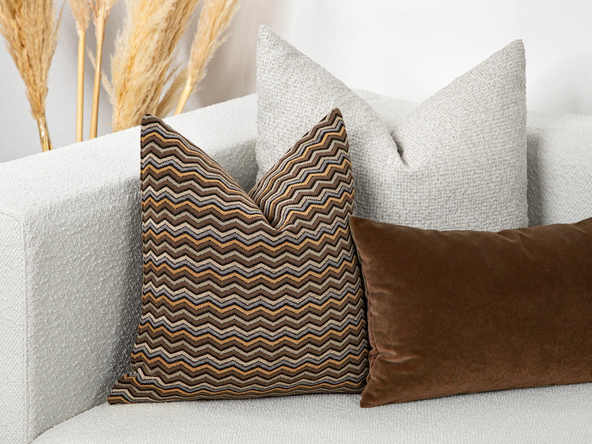 Dark Taupe Chevron Pillow Cover