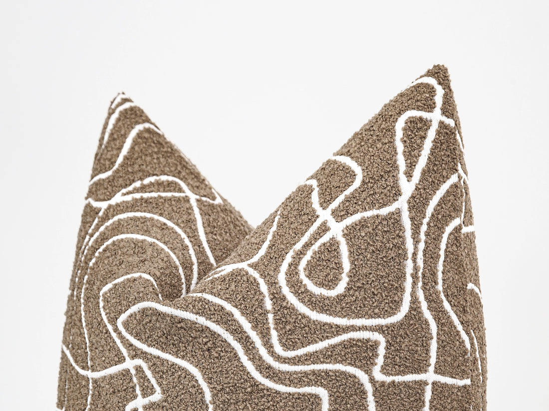 Taupe Abstract Line Pillow Cover – Contour