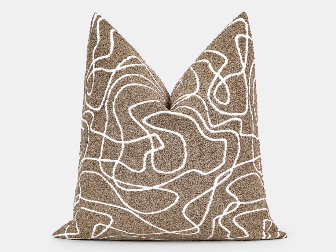 Taupe Abstract Line Pillow Cover – Contour
