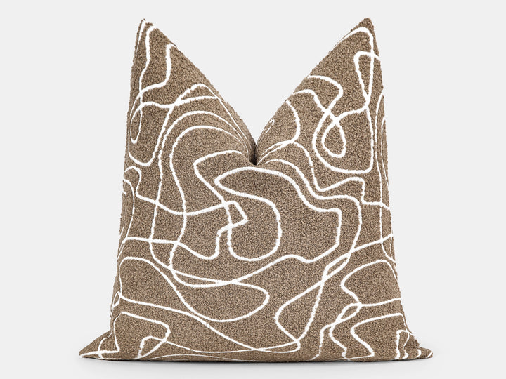 Taupe Abstract Line Pillow Cover – Contour