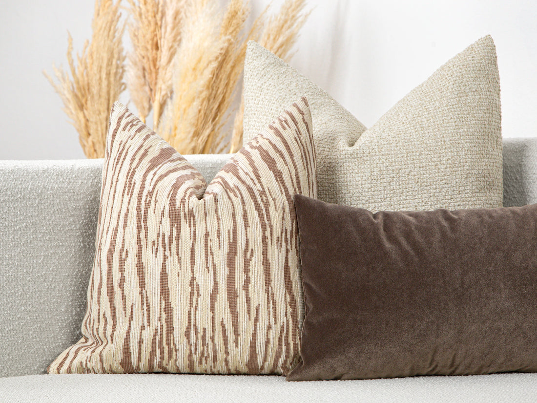 Taupe and Cream Pillow Cover