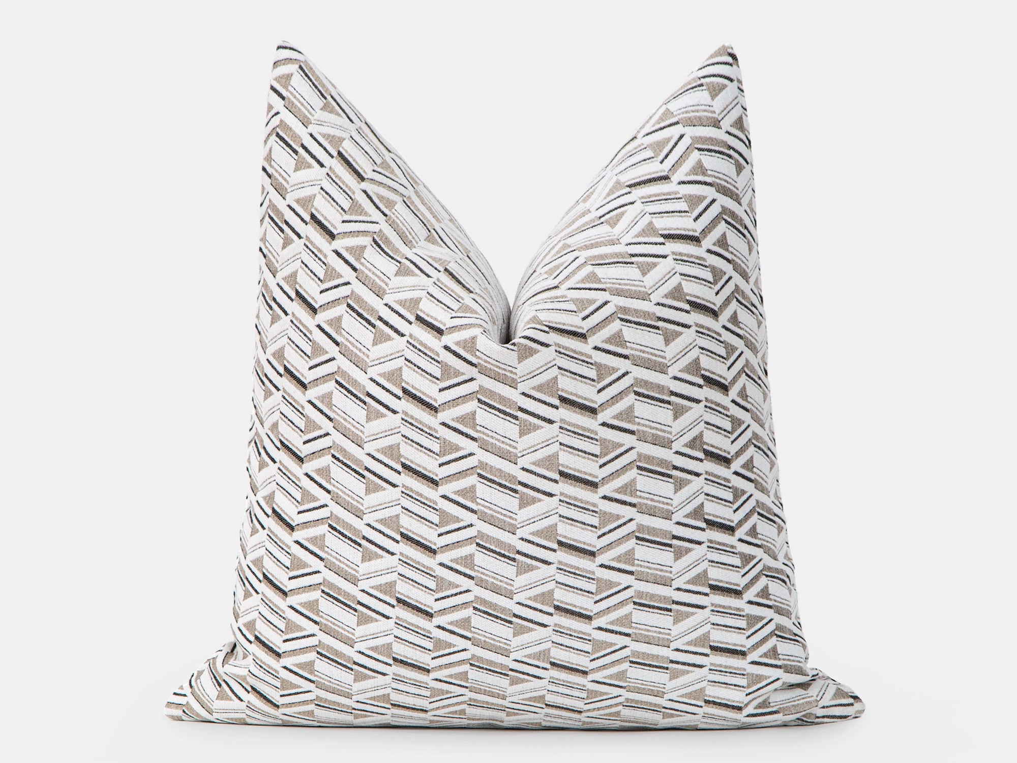 Taupe and Cream Geometric Woven Pillow Cover