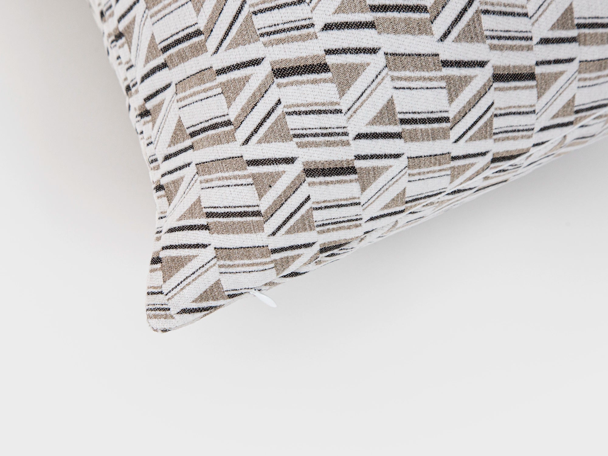 Taupe and Cream Geometric Woven Pillow Cover