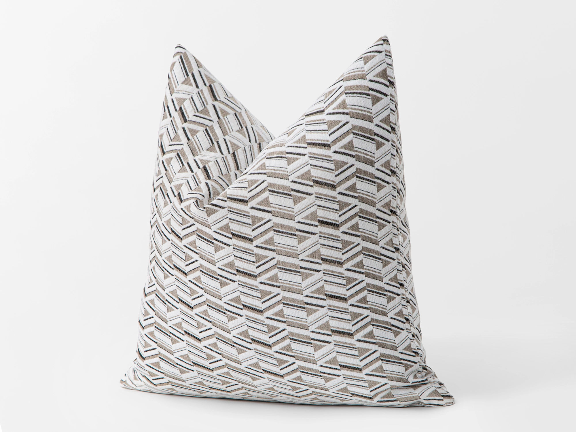 Taupe and Cream Geometric Woven Pillow Cover