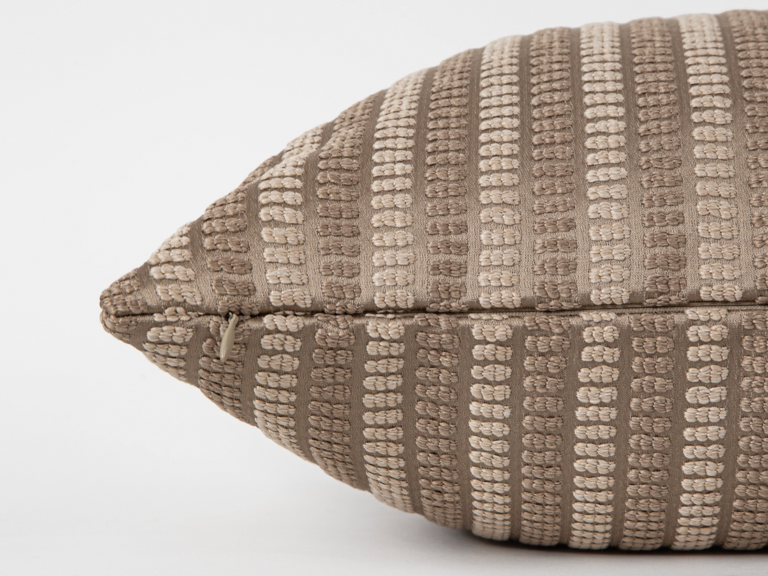 Taupe Striped Dotted Pillow Cover
