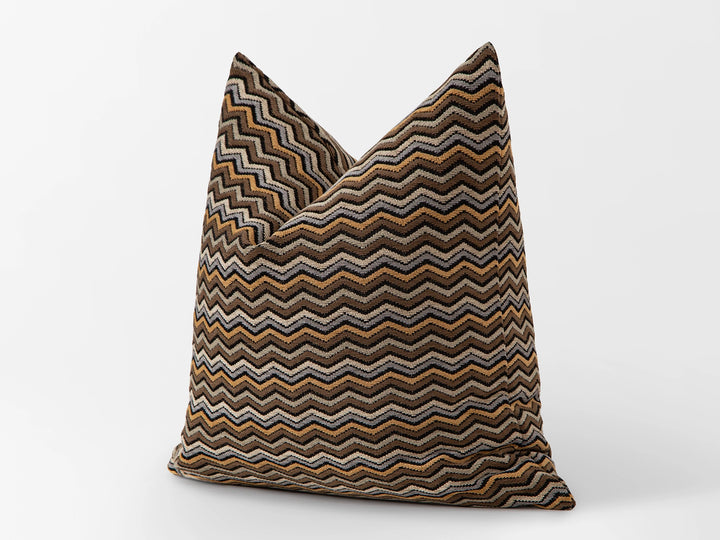 Dark Taupe Retro Chevron Pillow Cover