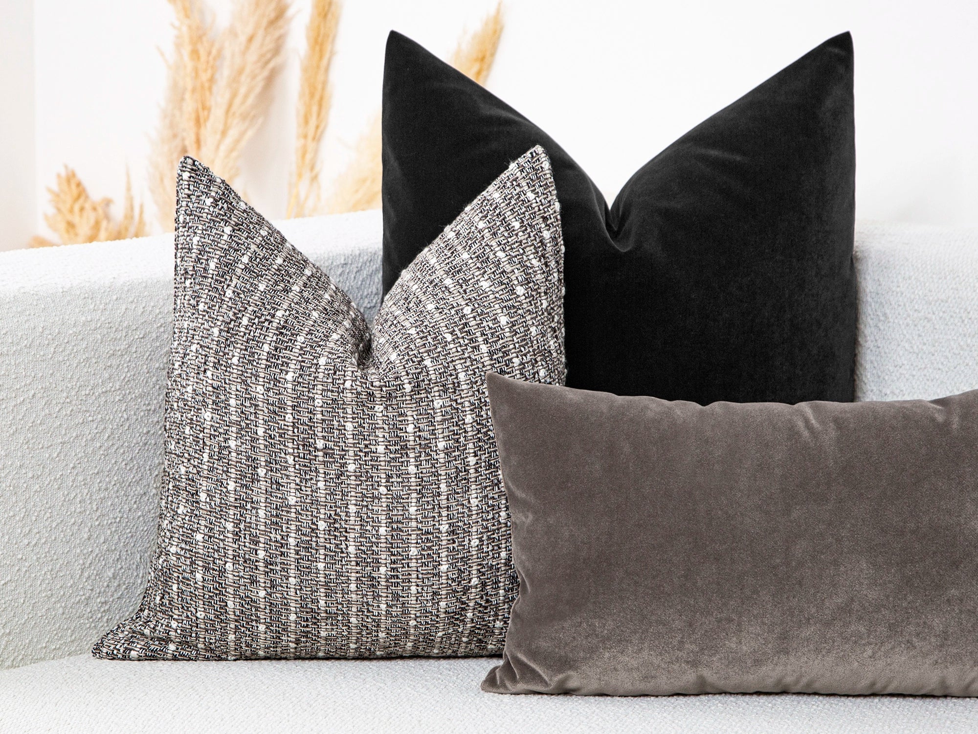 Taupe Gray Striped Textured Pillow Cover
