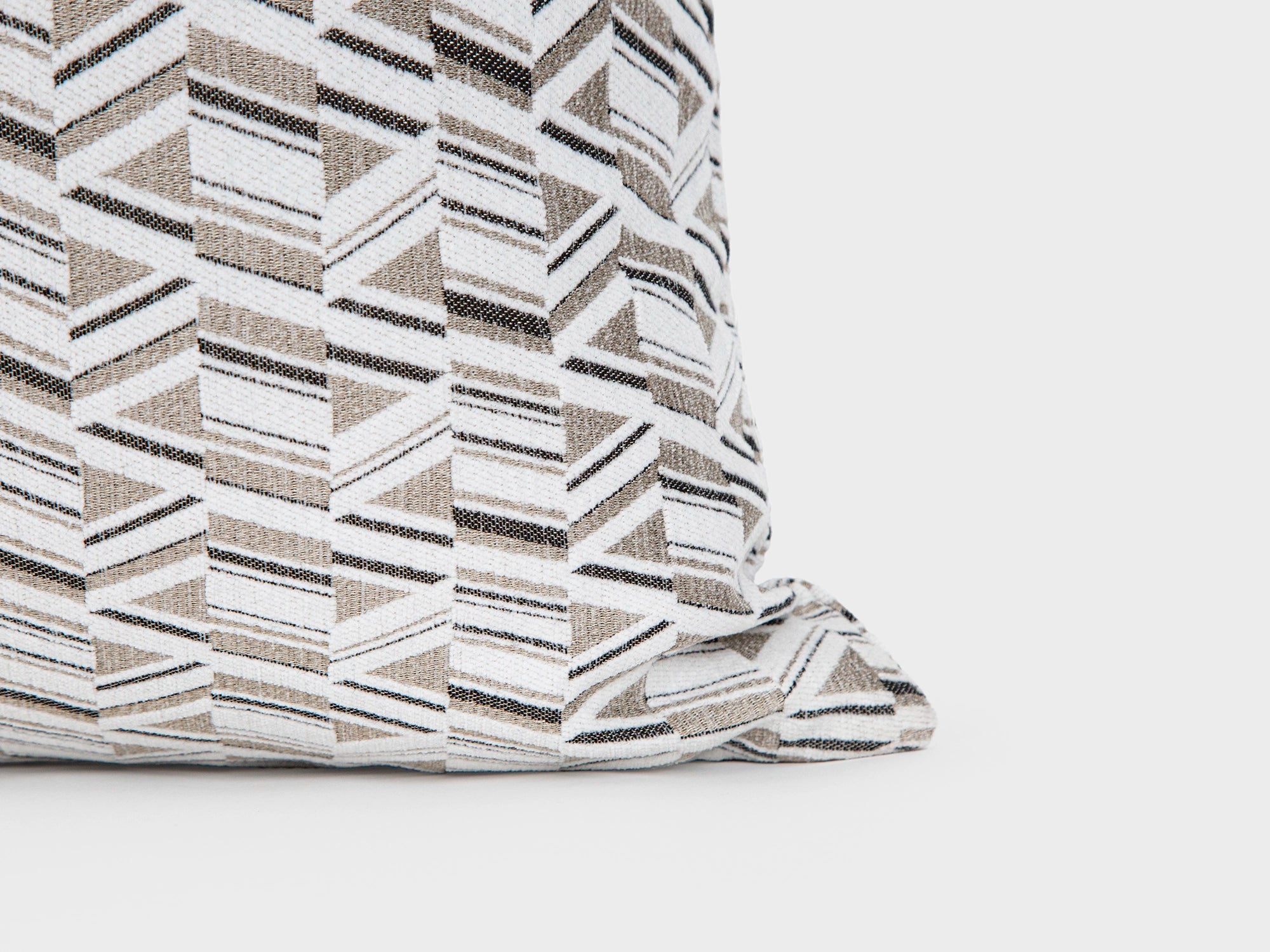 Taupe and Cream Geometric Woven Pillow Cover