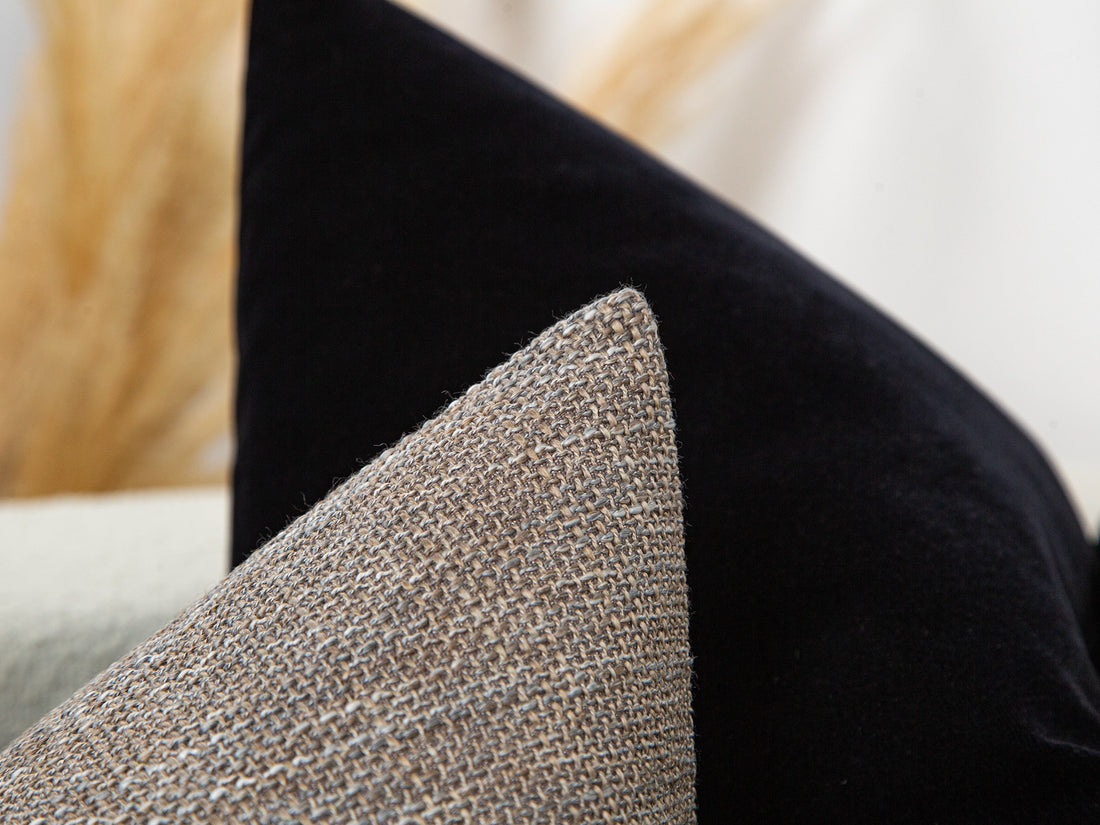 Taupe Gray Woven Linen Pillow Cover