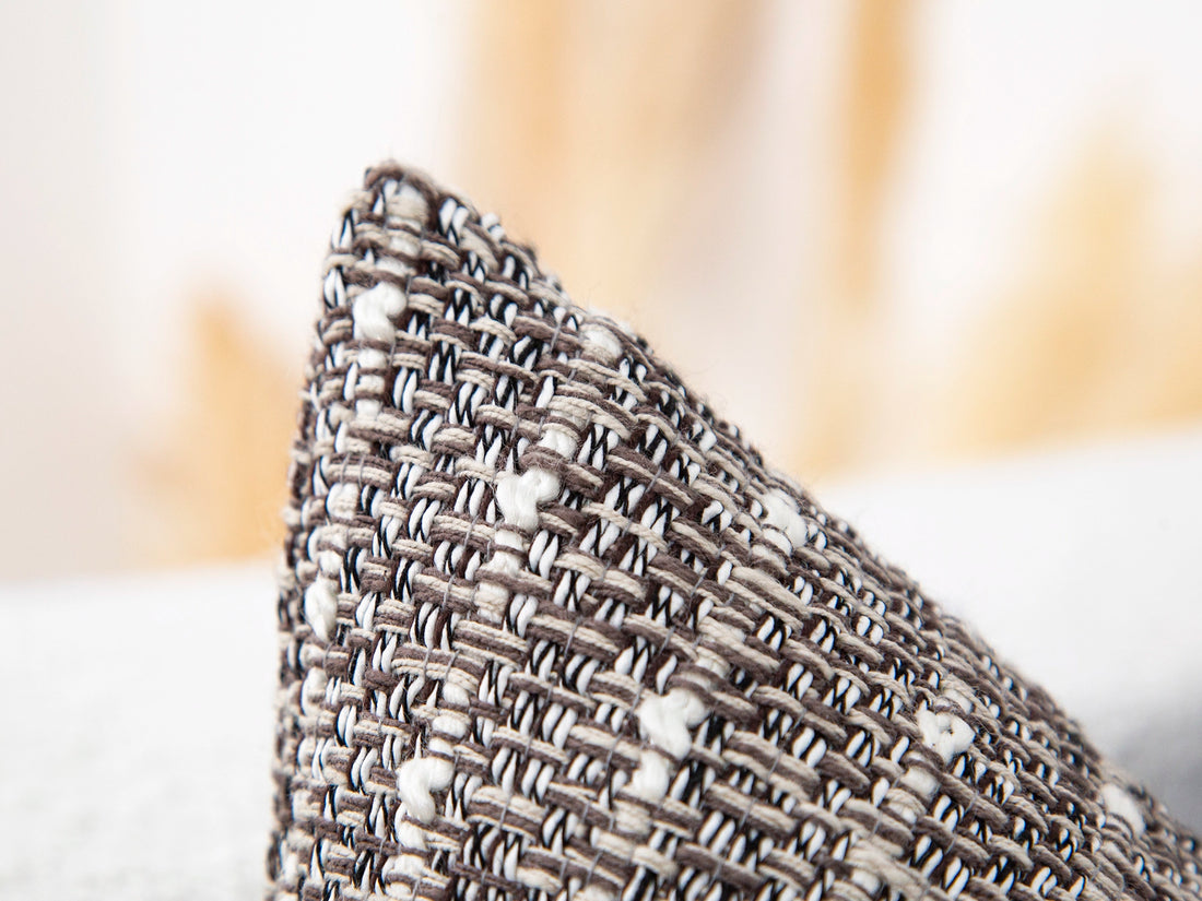 Taupe Gray Striped Textured Pillow Cover