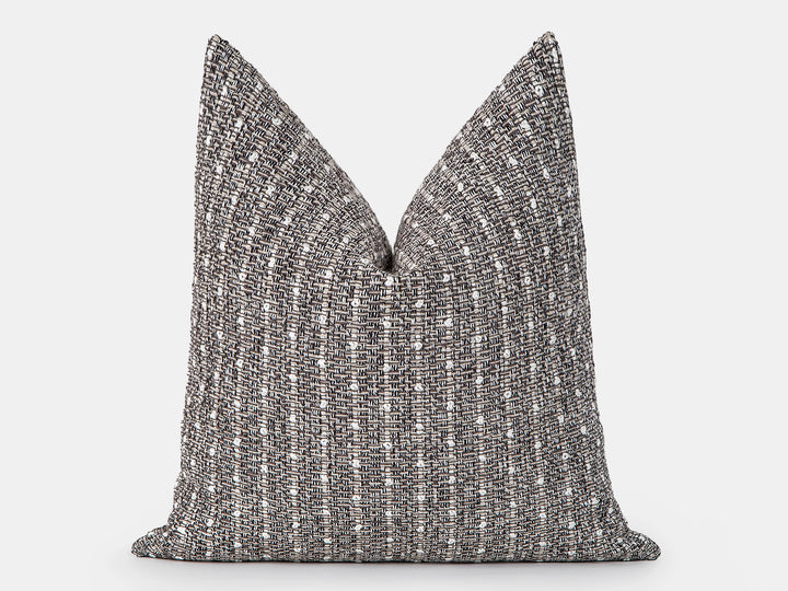 Taupe Gray Striped Textured Pillow Cover