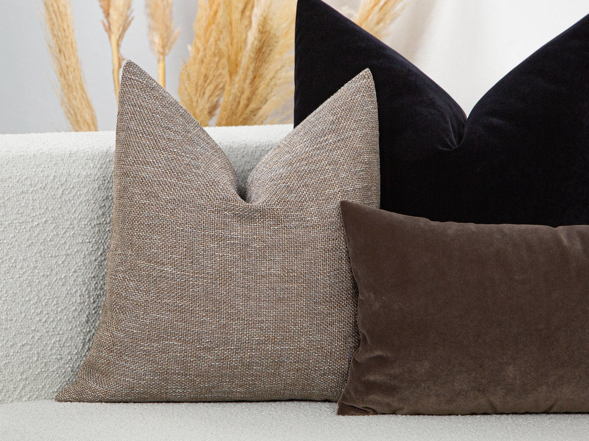 Taupe Gray Woven Linen Pillow Cover