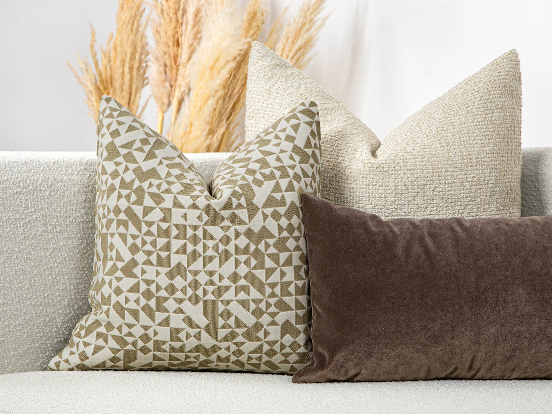 Taupe Beige Geometric Pillow Cover