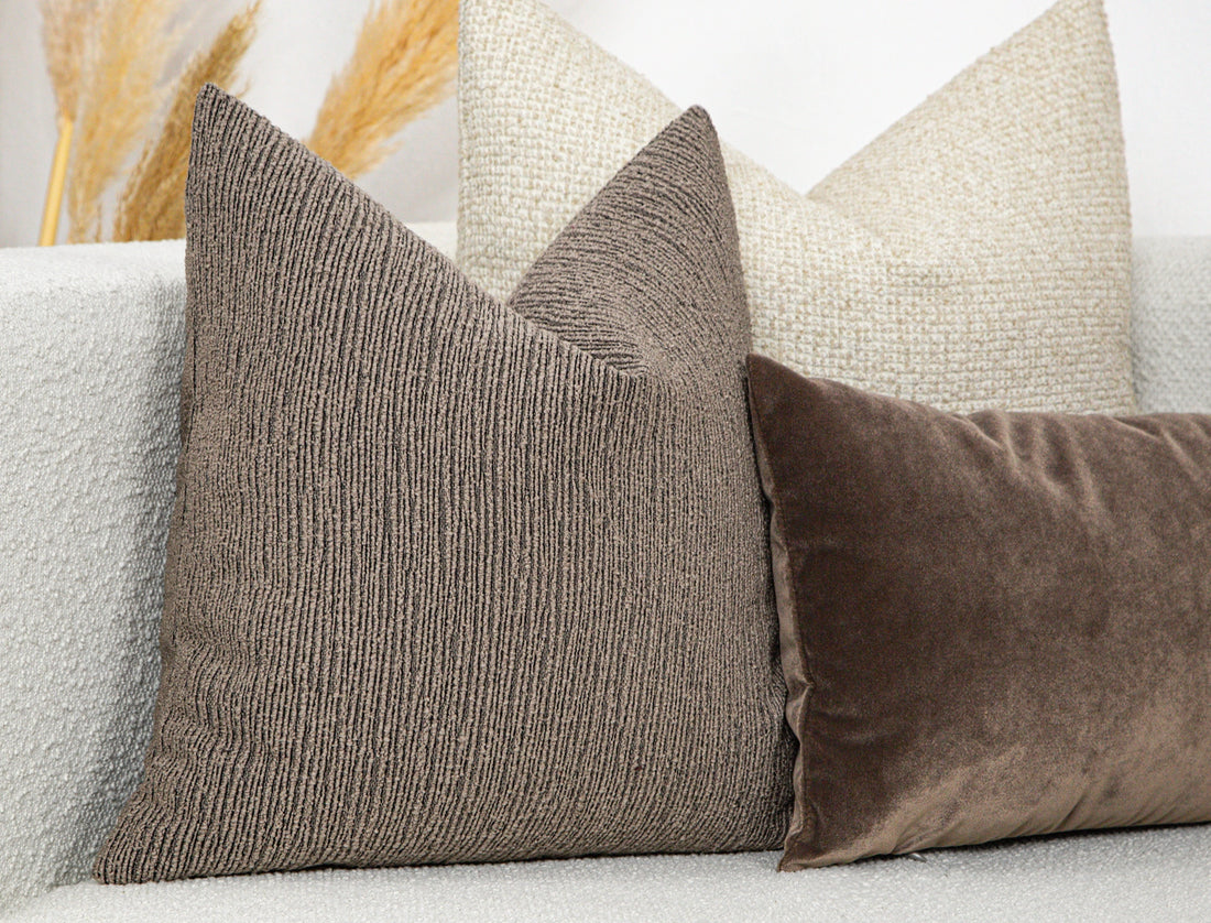 Taupe Linear Textured Pillow Cover - District