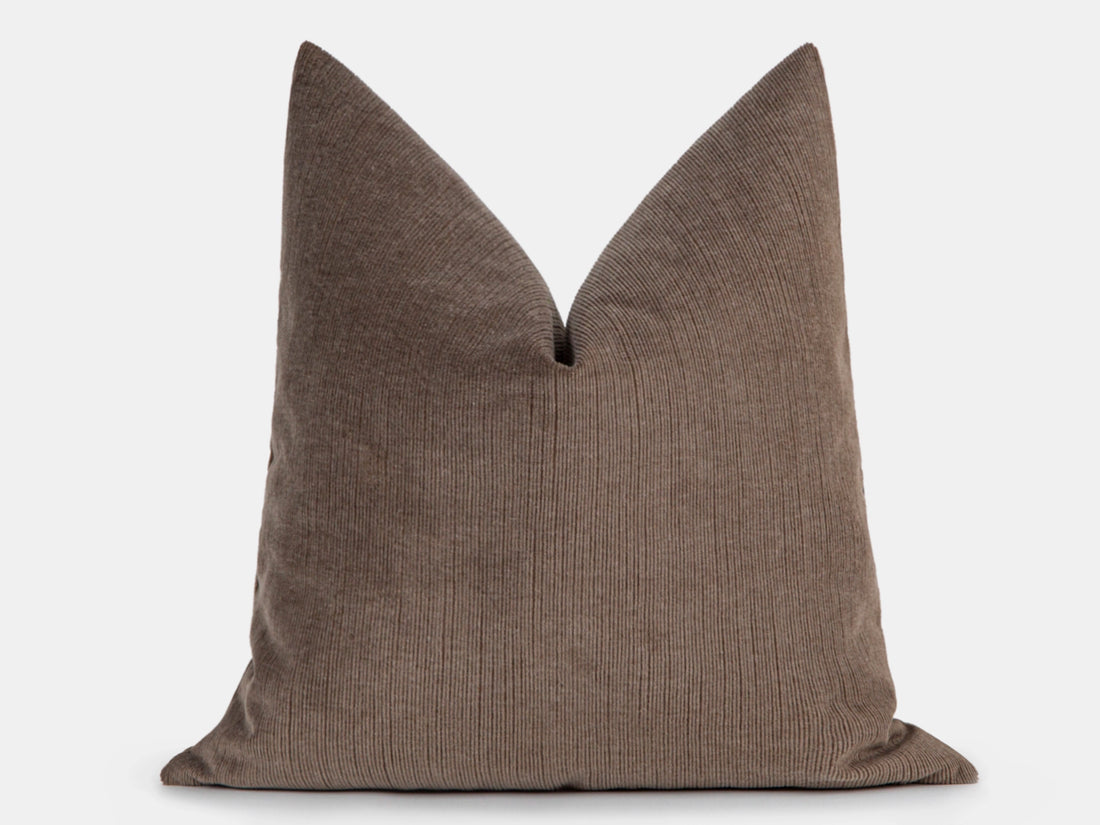 Taupe Ribbed Velvet Pillow Cover