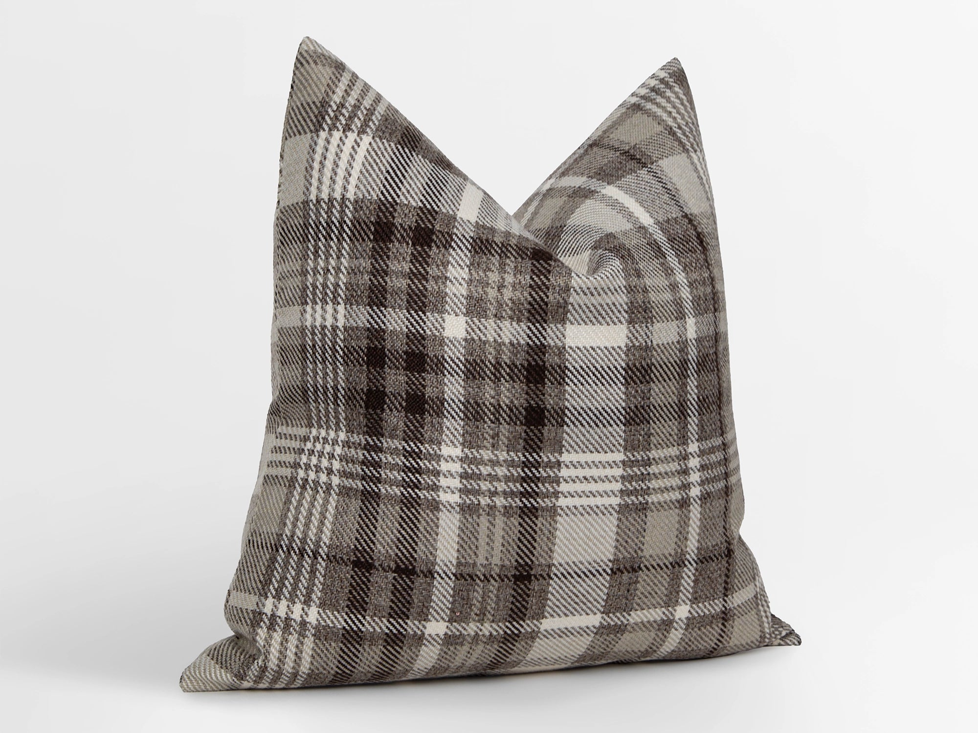 Taupe Plaid Pillow Cover