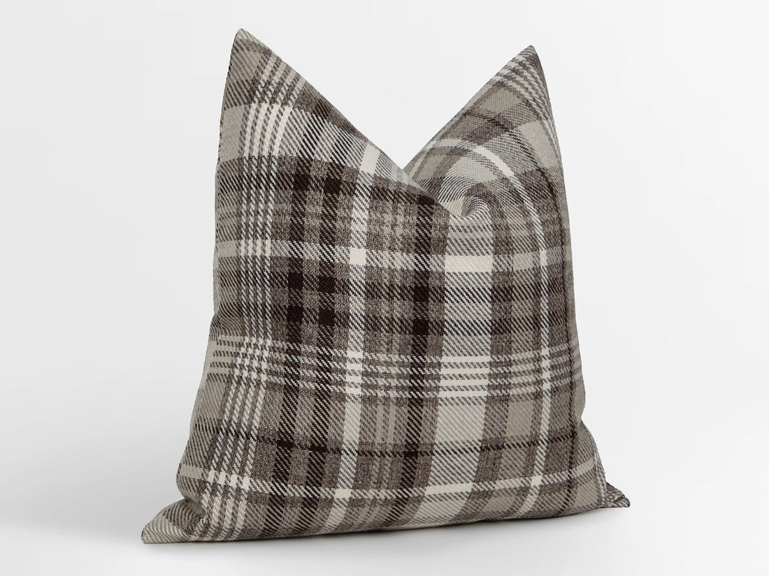 Taupe Plaid Pillow Cover