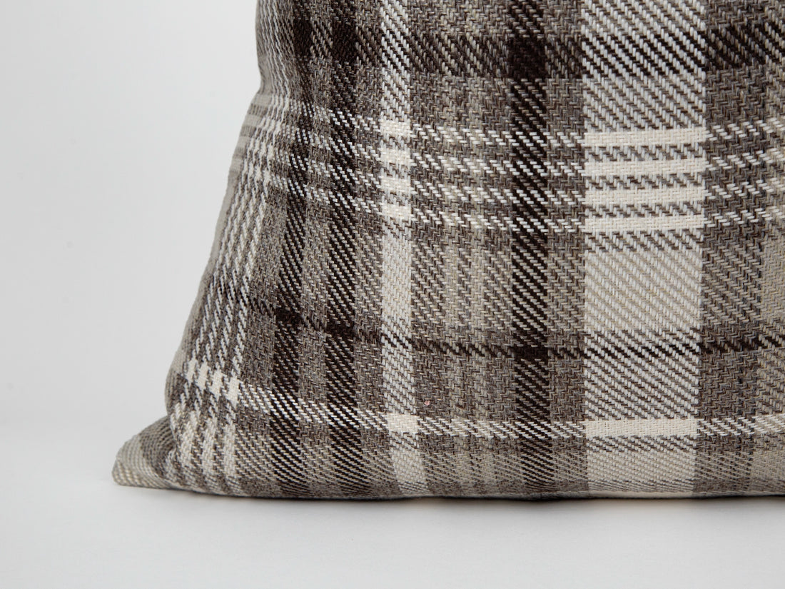 Taupe Plaid Pillow Cover
