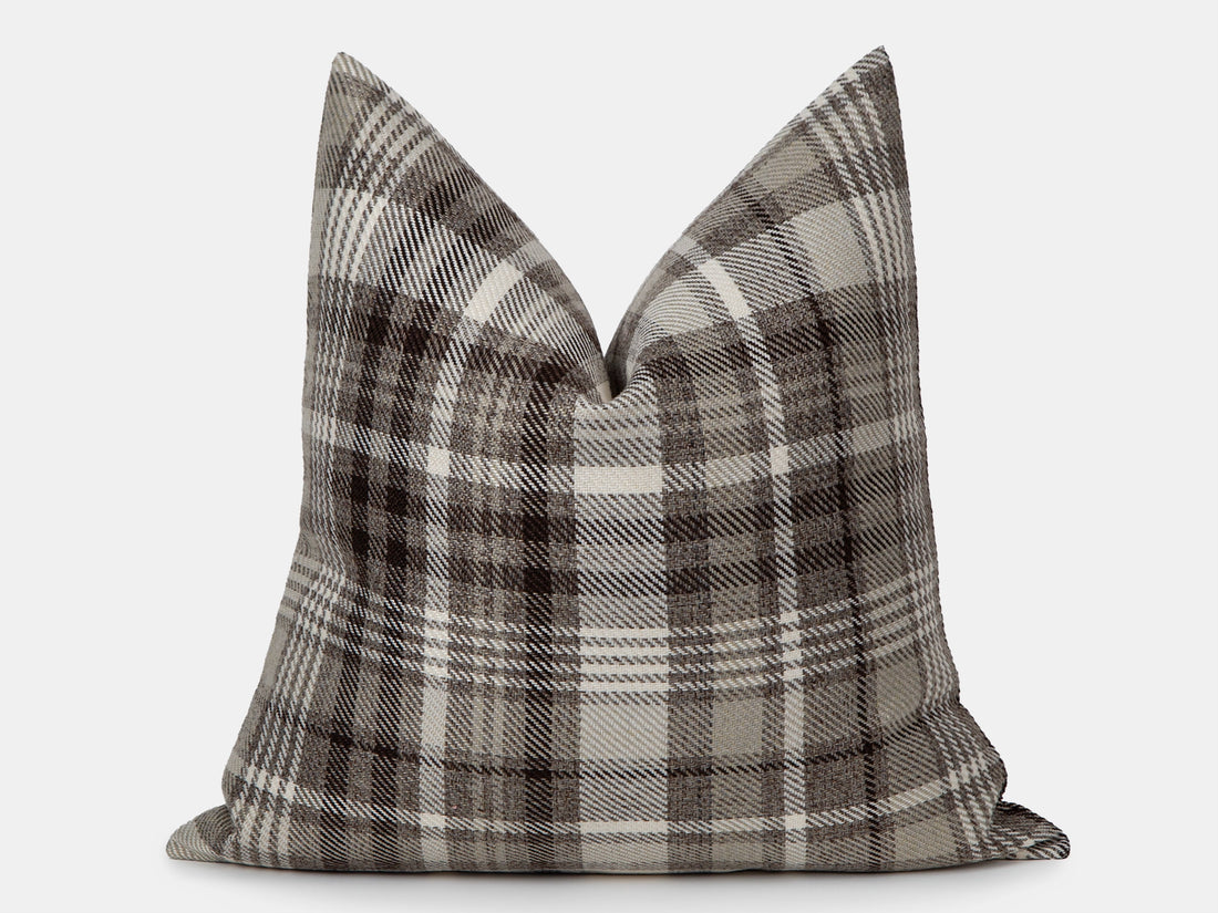 Taupe Plaid Pillow Cover