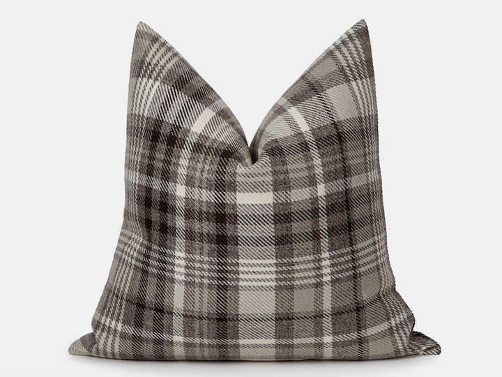 Taupe Plaid Pillow Cover