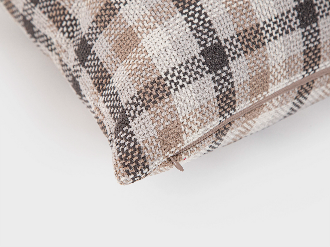 Taupe Plaid Pillow Cover
