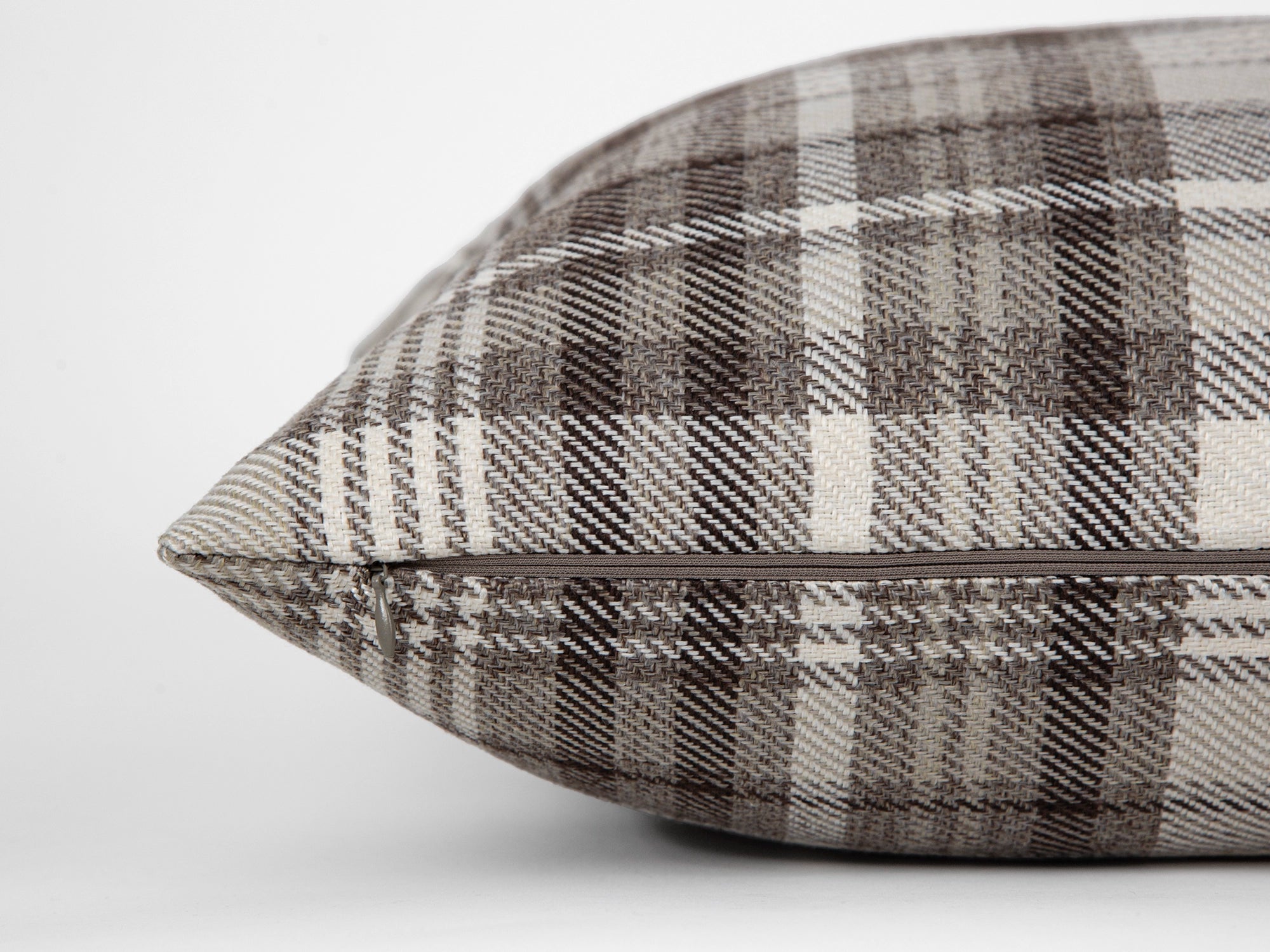 Taupe Plaid Pillow Cover