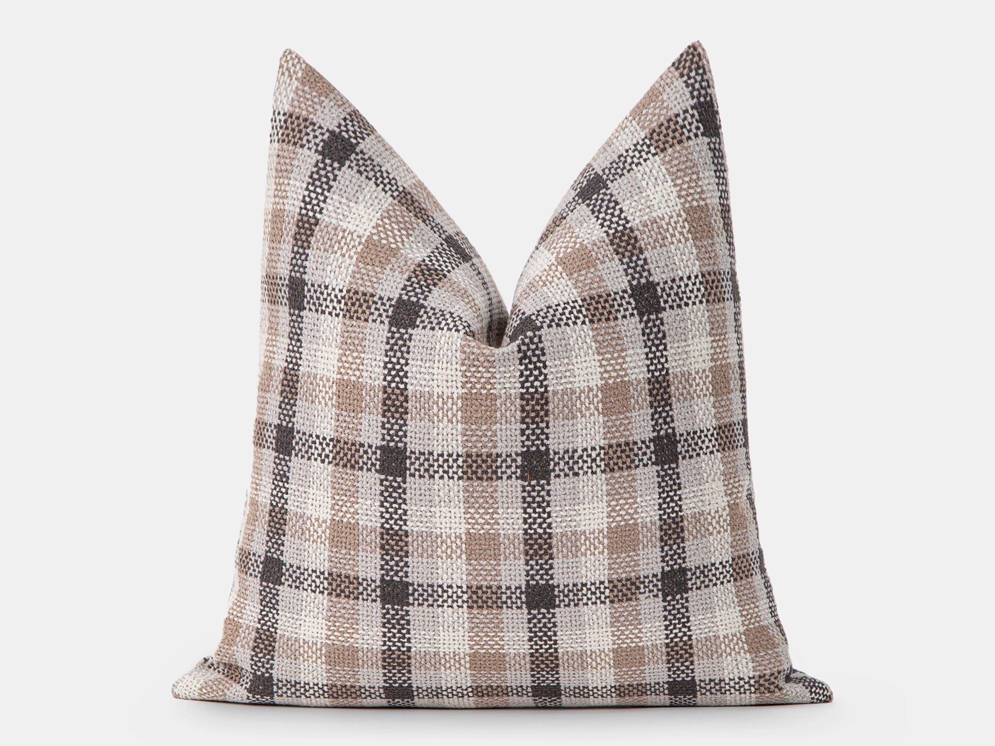 Taupe Plaid Pillow Cover