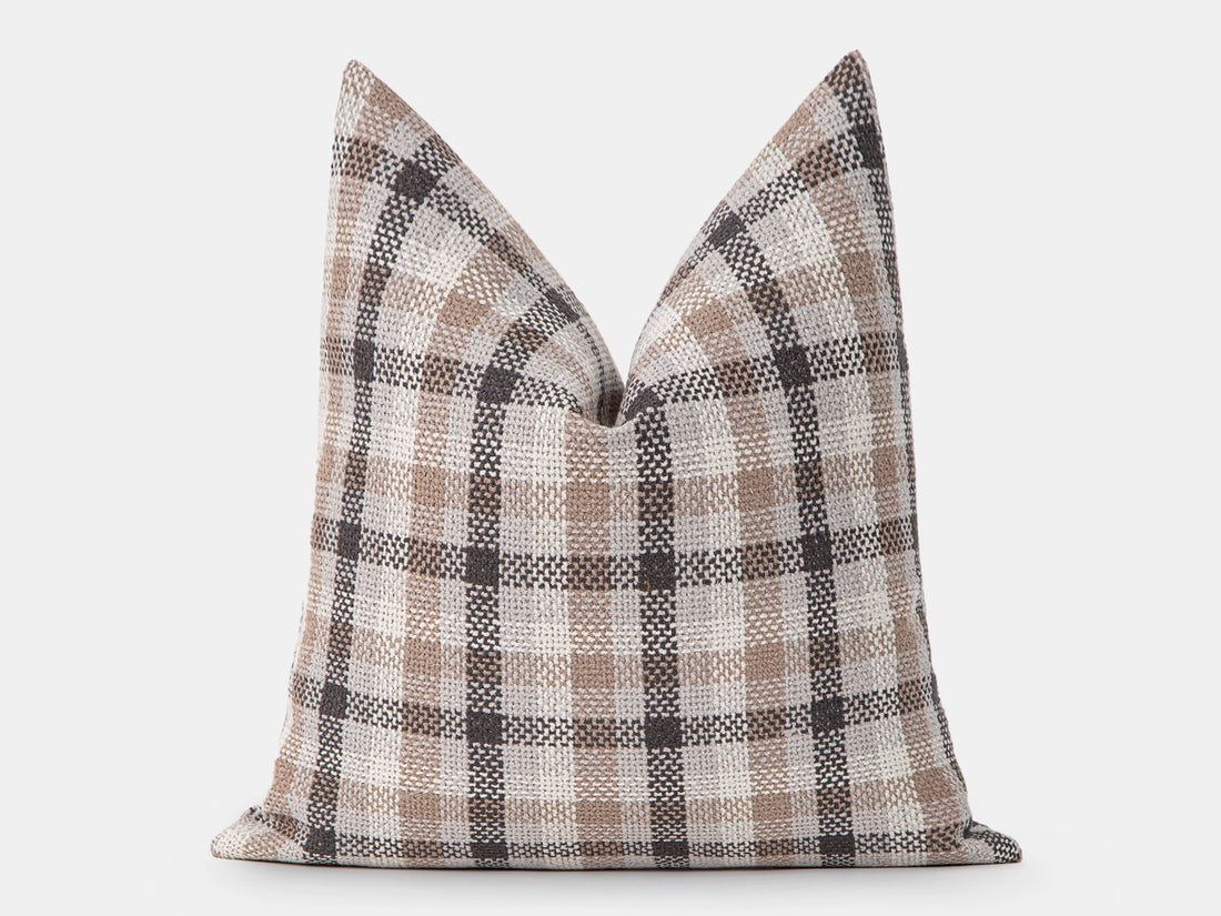 Taupe Plaid Pillow Cover