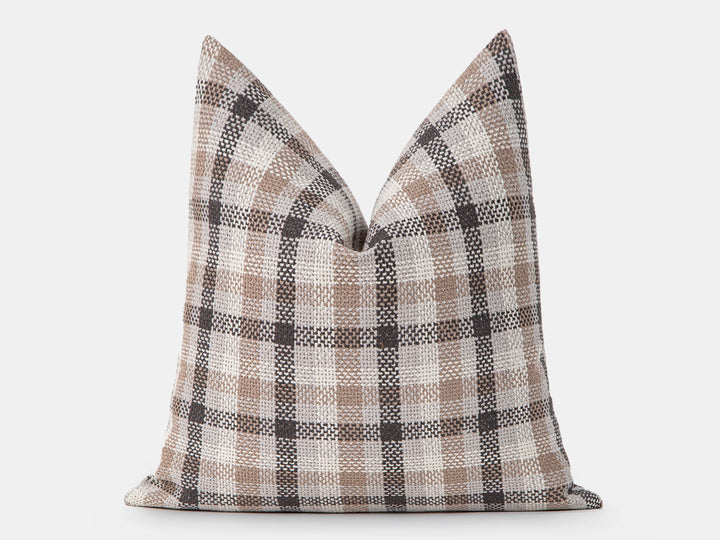 Taupe Plaid Pillow Cover
