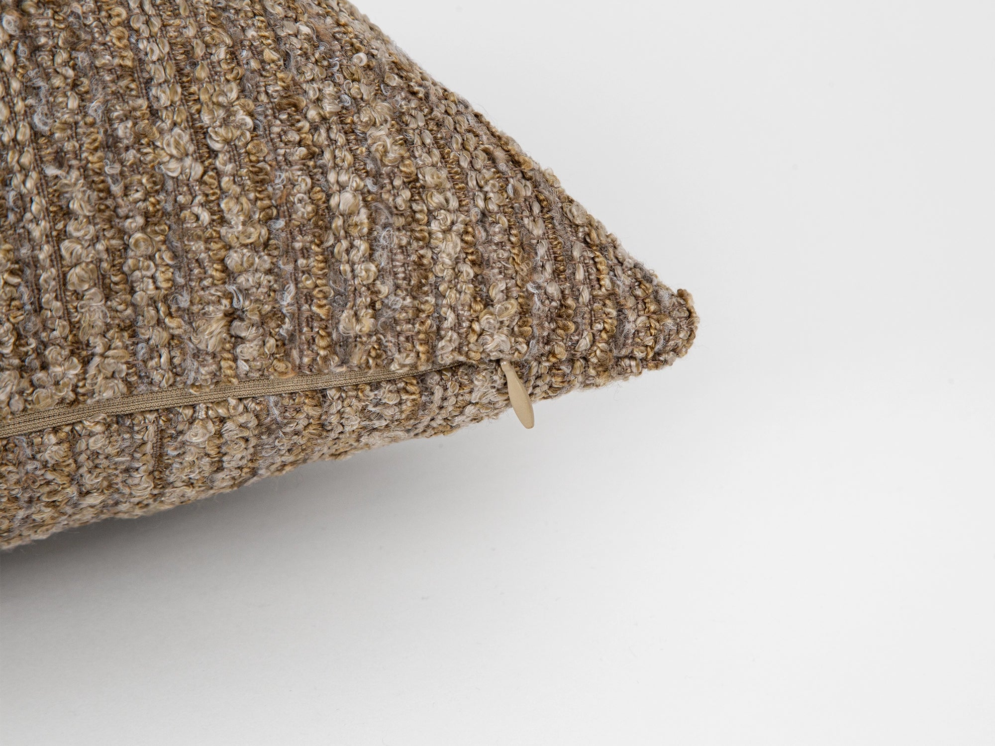 Warm Taupe Boucle Ribbed Pillow Cover