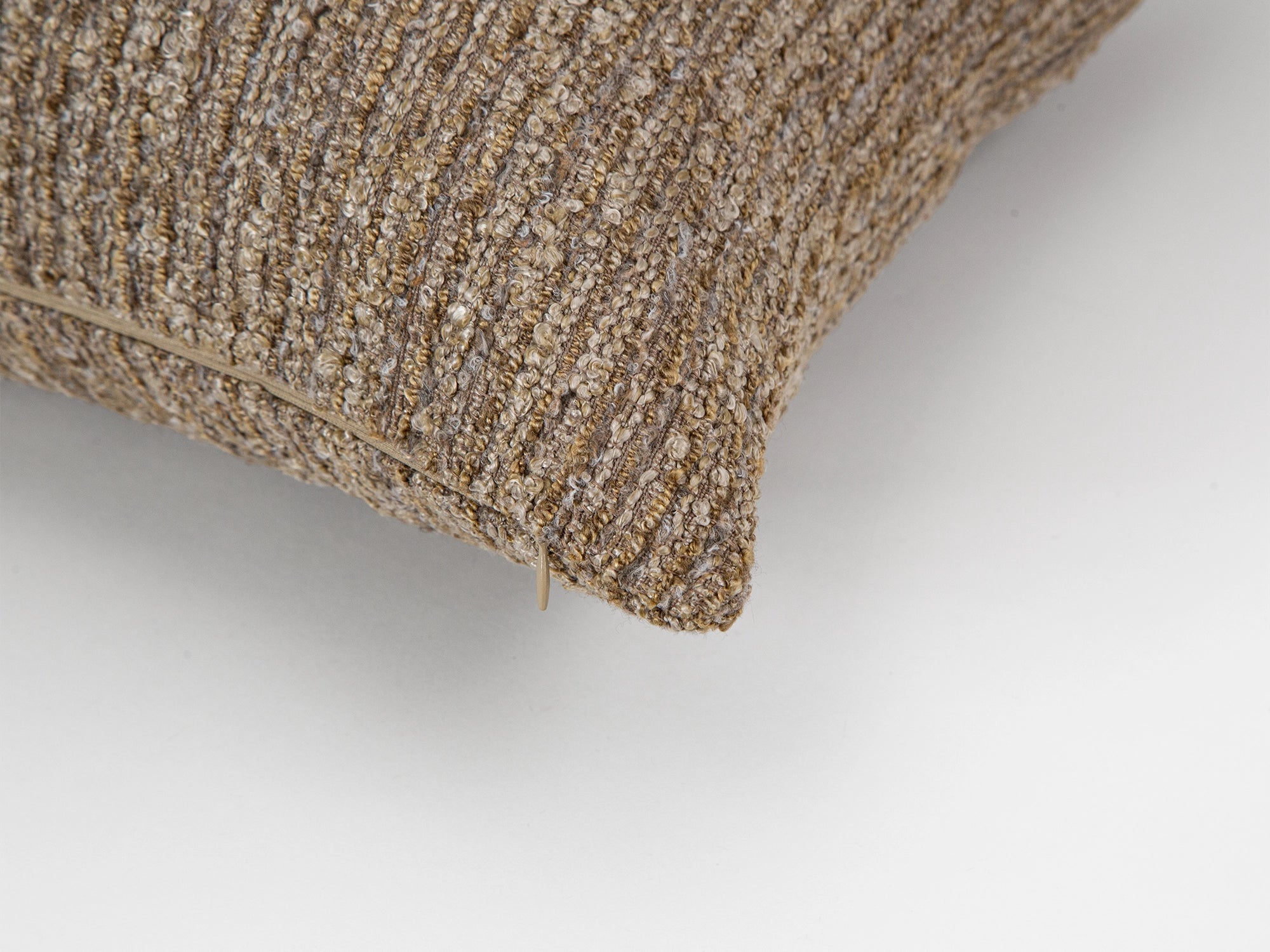 Warm Taupe Boucle Ribbed Pillow Cover