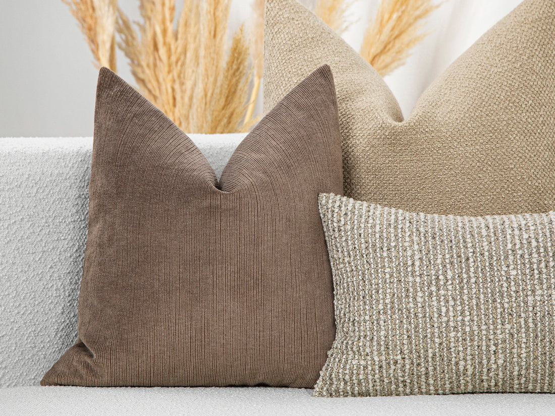 Taupe Ribbed Velvet Pillow Cover