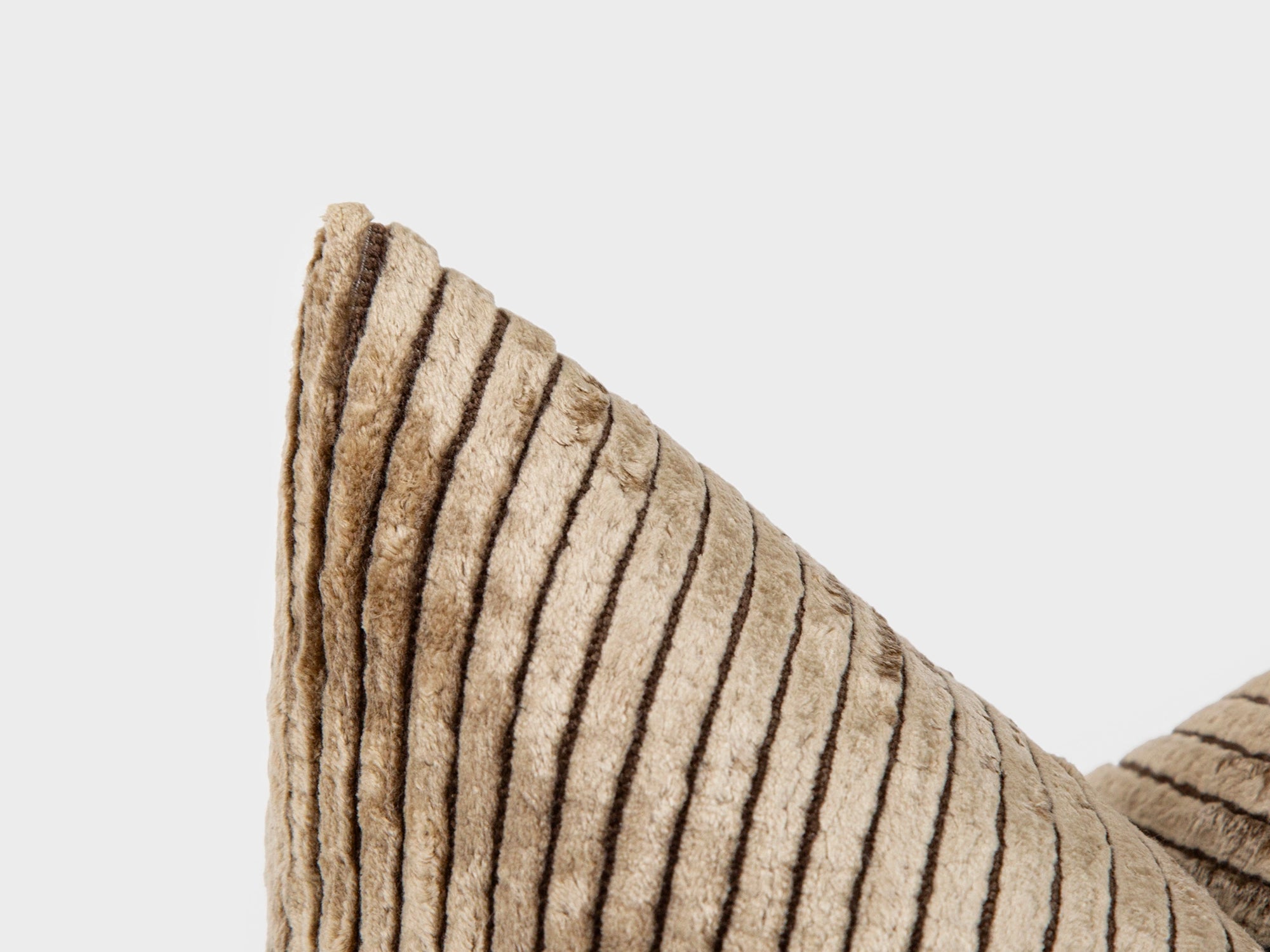 Taupe Tonal Striped Velvet Pillow Cover