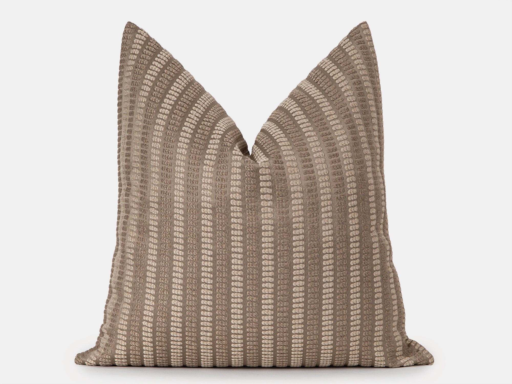 Taupe Striped Dotted Pillow Cover
